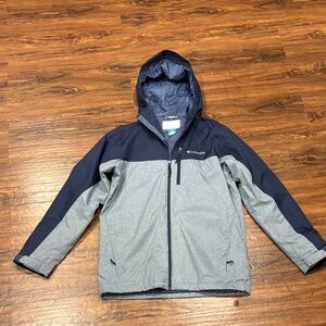 Columbia Navy and Heather Gray Hooded Weather Jacket